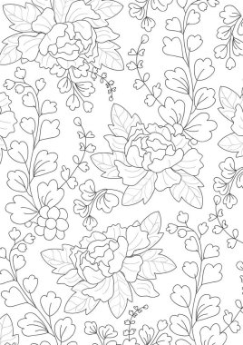 çiçek boyama kitabı sayfası