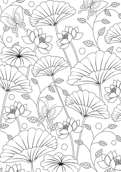 Livre Coloriage Fleurs — Image vectorielle