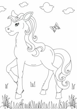 Çocuklar için at boyama sayfası