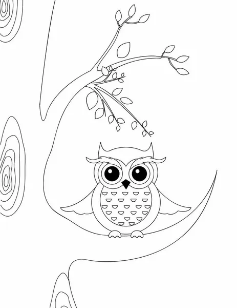 Owl Coloring Page Kids — Stock Vector