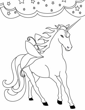 çocuklar için tek boynuzlu at boyama sayfası