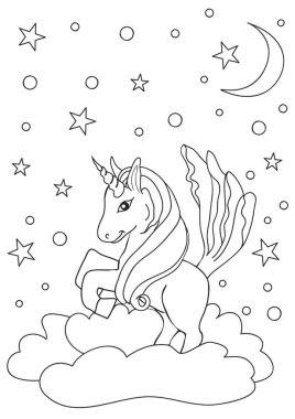 çocuklar için tek boynuzlu at boyama sayfası