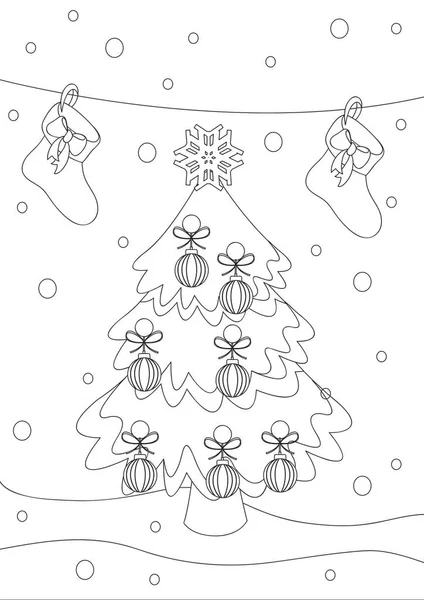 Coloriage Noël Pour Enfants — Image vectorielle