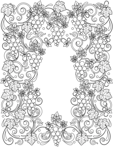 Cadre Floral Coloriage Adulte — Image vectorielle