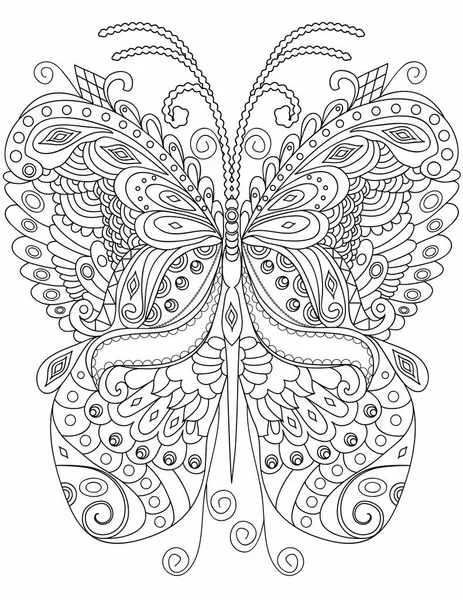 Papillon Adulte Coloriage Page — Image vectorielle