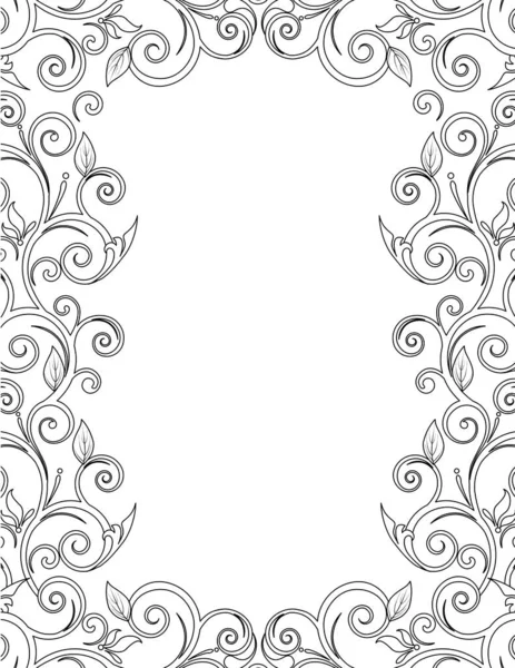 Floral Frame Coloring Page — ストックベクタ