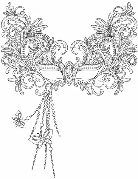 Mask Coloring Page Adult — Stock Vector