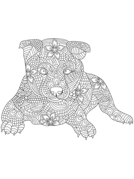 Puppy Coloring Page Adult — Stok Vektör