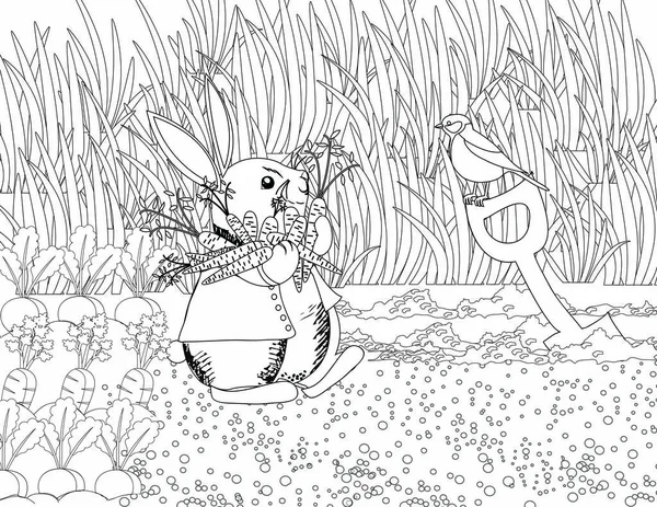 Rabbit Coloring Page Adults — Διανυσματικό Αρχείο