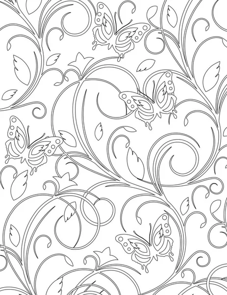 Butterfly Coloring Page Adult — Image vectorielle