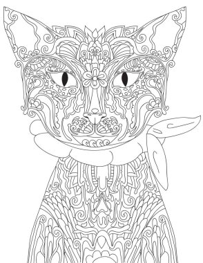 Yetişkinler için kedi boyama sayfası