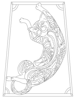 Yetişkinler için kedi boyama sayfası