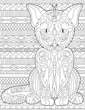 Yetişkinler için kedi boyama sayfası