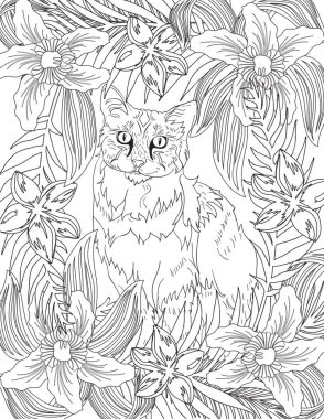 Yetişkinler için kedi boyama sayfası