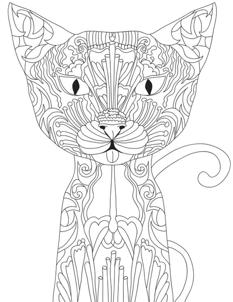 Cat Coloring Page Adult — Image vectorielle