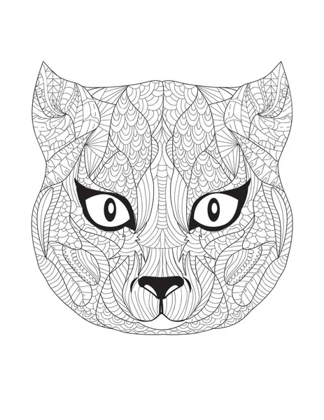 Cat Coloring Page Adult — Vettoriale Stock