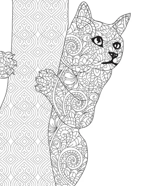 Розмальовка Кіт Дорослих — стоковий вектор