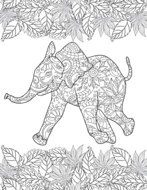 Yetişkinler için fil boyama sayfası