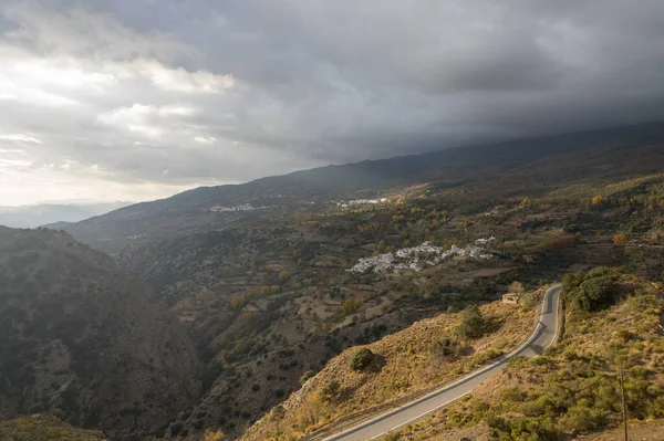 Mountainous Landscape Province Granada Southern Spain Town Mountainside Trees Bushes — Fotografia de Stock