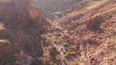 Güney İspanya 'daki dağlık bir bölgenin videosu. Ağaçlar ve çalılar var.