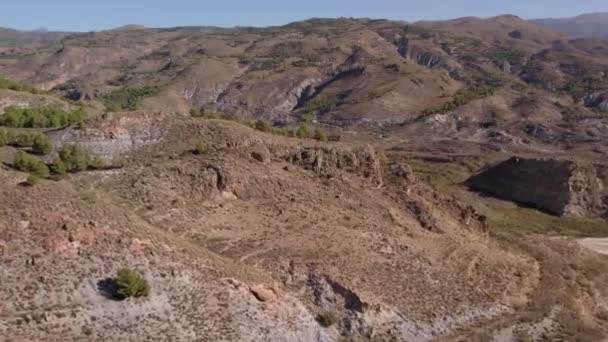 Paisaje Montañoso Sur España Hay Árboles Arbustos Cielo Está Despejado — Vídeos de Stock