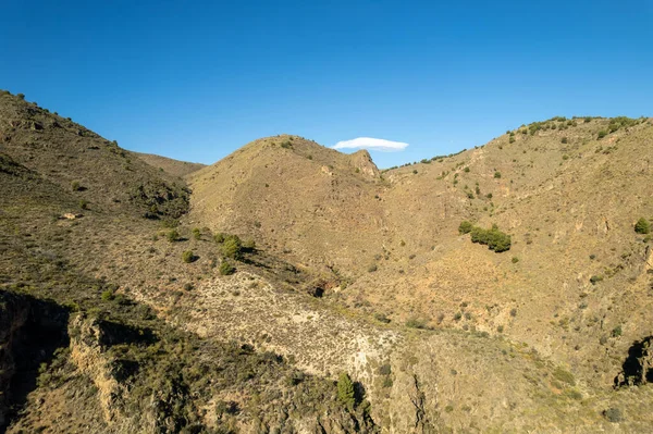 Berglandschap Het Zuiden Van Almeria Spanje Zijn Bomen Struiken Lucht — Stockfoto