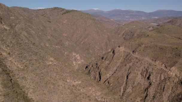 Mountainous Landscape South Spain Steep Area Mountainside Bushes Dry River — Stock Video