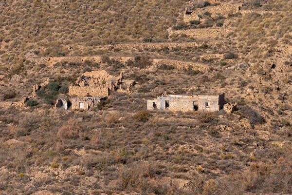 Antiguas Casas Rurales Ruinas Los Edificios Están Una Ladera Montaña — Foto de Stock