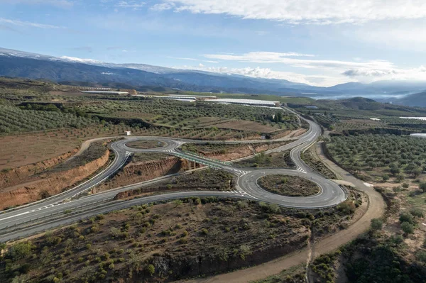 Droga Południu Granady Hiszpanii Ronda Jest Uprawa Drzew Oliwnych Szklarnia — Zdjęcie stockowe