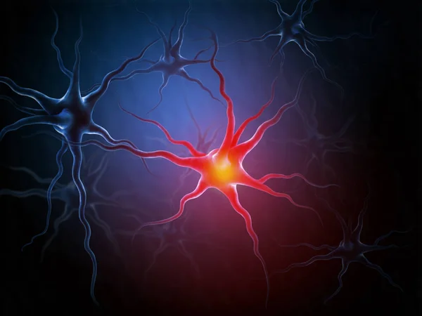 Illustrazione Medica Dei Neuroni Attivi Umani — Foto Stock