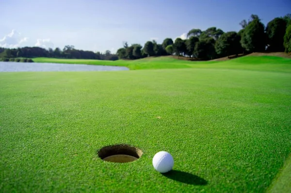 Clube Golf Buraco Verde Cerca Hoyo — Fotografia de Stock