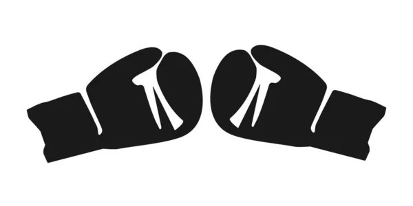 それぞれの手袋の手首にお互いにボクシング手袋パンチの黒のシルエットのペア ベクトル — ストックベクタ