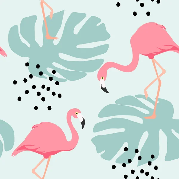 Modèle Flamant Rose Tropical Sans Couture Vecteur — Image vectorielle