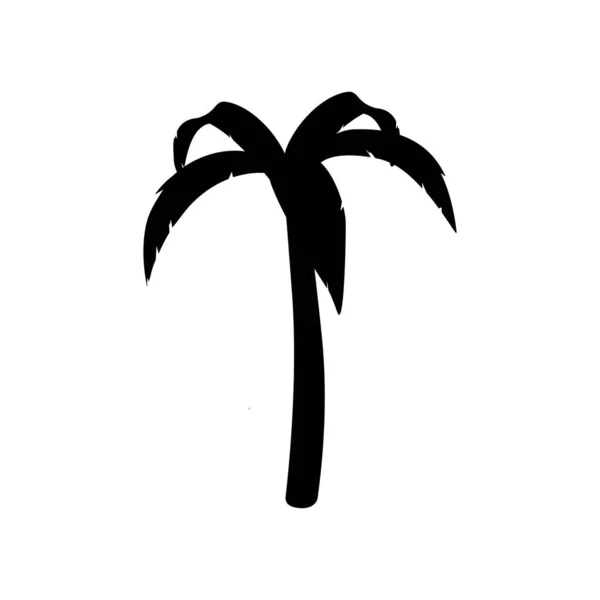 Zwarte Vector Één Palm Boom Silhouet Pictogram Geïsoleerd — Stockvector