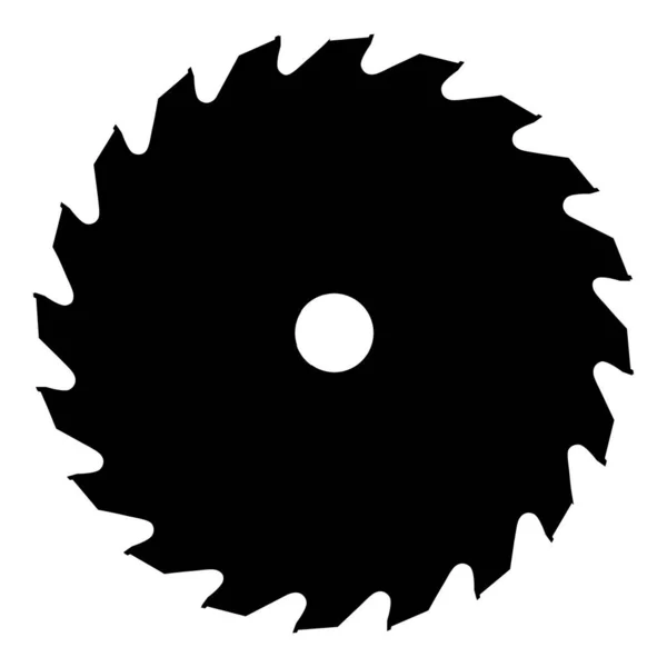 Black Silhouette Circular Saw Blade Isolated White Background Vector — Stock Vector