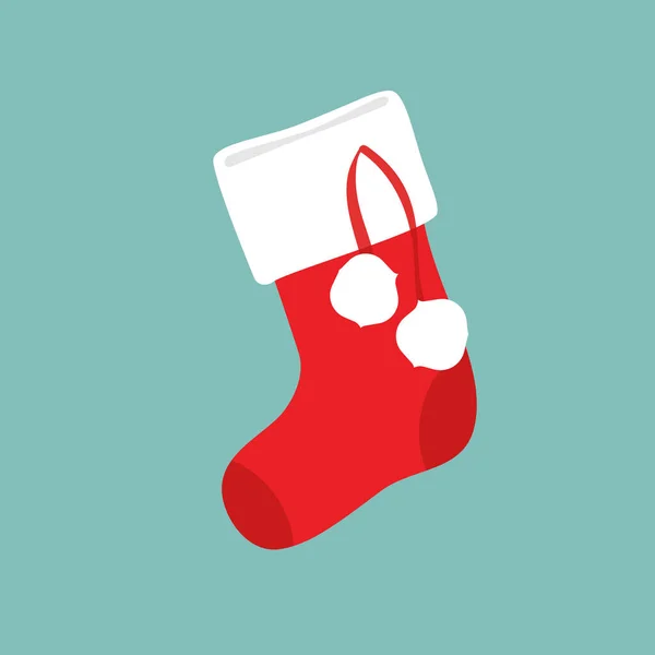 Illustration Vectorielle Noël Rouge Présente Chaussette Avec Flocon Neige Chaussette — Image vectorielle