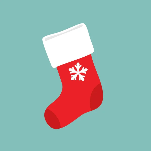 Vektor Illustration Röd Jul Närvarande Strumpa Med Snöflinga Christmas Sock — Stock vektor