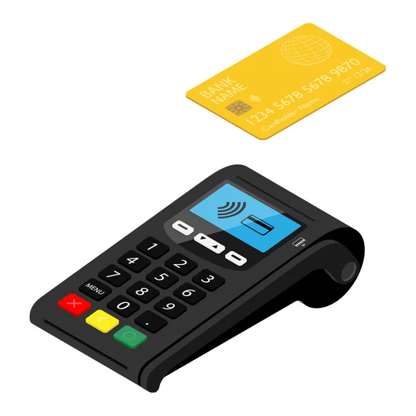 Nový Chytrý Pokladní Terminál Platební Stroj Bankovní Kreditní Kartou Izolované — Stock fotografie
