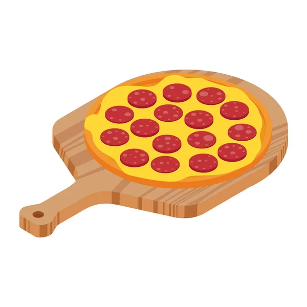 Salami Pizza Wooden Board Restaurants Pizzerias Delicious Taste Pizza Cheese — Stock Photo, Image