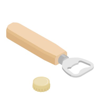 Beyaz arka planda izole edilmiş klasik şişe açacağı ve mantar. Isome Manzarası. raster