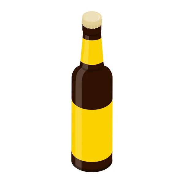 Bottiglia Birra Vetro Isolata Sfondo Bianco Raster Vista Isometrica — Foto Stock