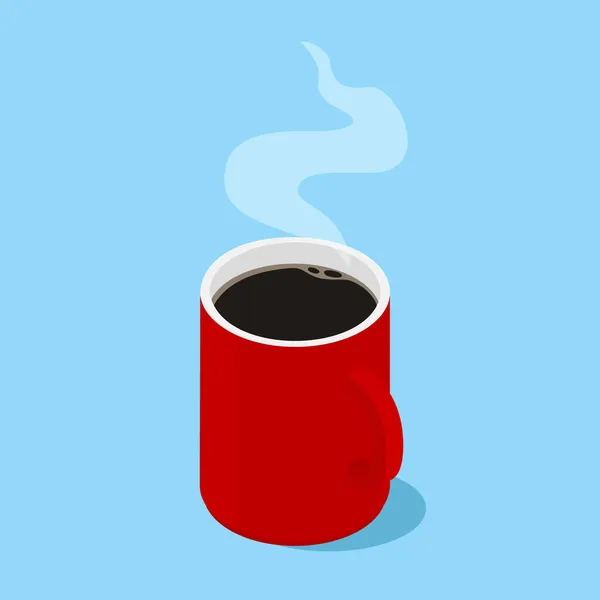 Piros Kávésbögre Gőzizometrikus Kilátással Raszter Illusztráció — Stock Fotó