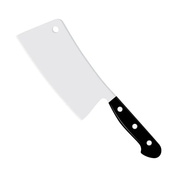 Large Sharp Cleaver Knife Black Handle Isolated White Raster — Stock Photo, Image