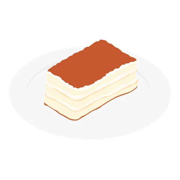 Italian Tiramisu Dessert White Plate Isolated White Background Isometric View — Stock Photo, Image