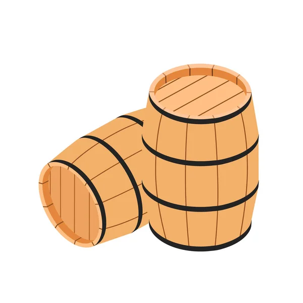 Wooden Barrels Wine Other Alcohol Isolated White Background Raster Isometric — Stock Photo, Image