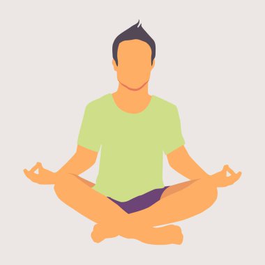 Adam yoga meditasyonu yapıyor. Yaşam tarzı rahatlama duygusal kavram yaz tatilleri doğa ile uyum içinde..