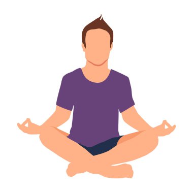Adam yoga meditasyonu yapıyor. Yaşam tarzı rahatlama duygusal kavram yaz tatilleri doğa ile uyum içinde..