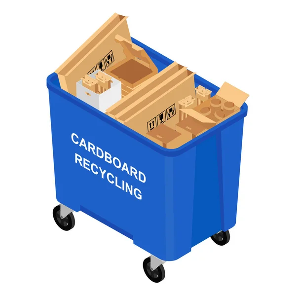 Recipiente Azul Com Papel Classificado Ícone Raster Lixo Reciclagem Separação — Fotografia de Stock