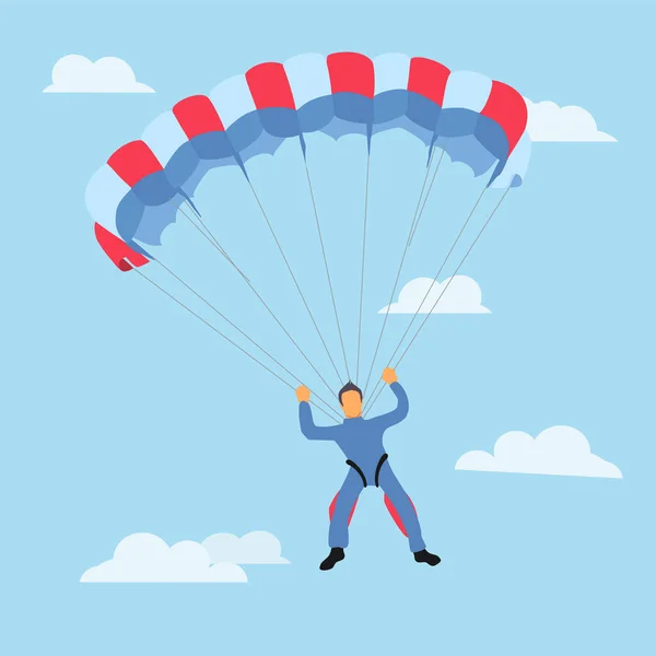 Skydiver vola con un concetto di paracadute, paracadutismo sportivo e attività ricreative — Foto Stock