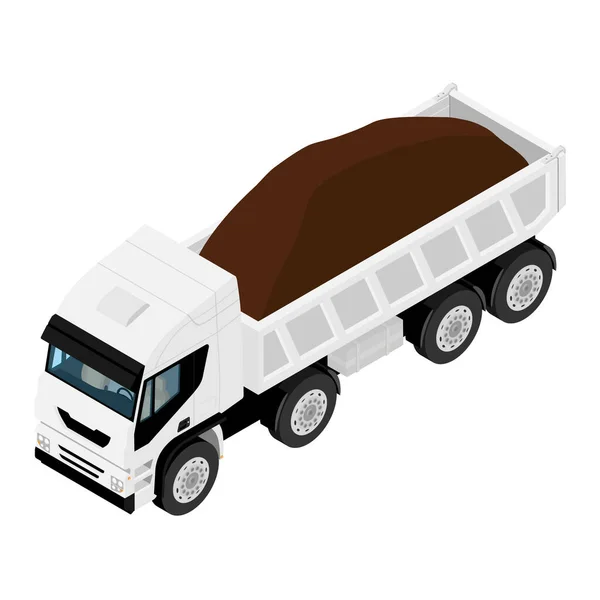 Dump truck full of soil isolated on white background. — Stock Photo, Image